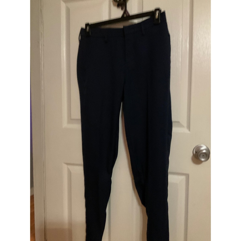 Haggar Mens Slim Straight All Day Comfort Navy Blue Dress Pants 30x30
